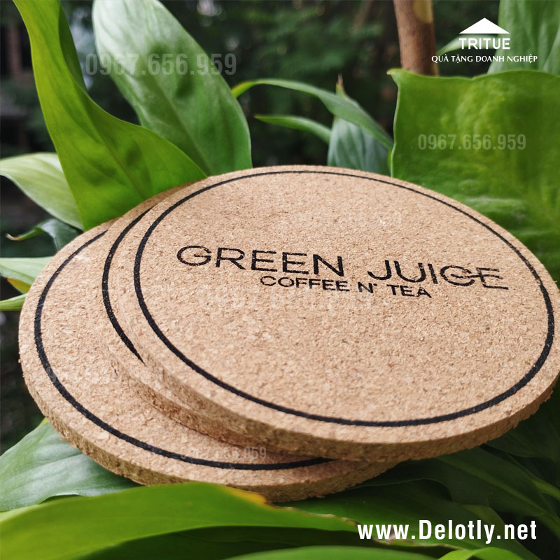 Nơi sản xuất lót đế lót ly bằng gỗ ép LGE05 cho Green Juige coffee n tea