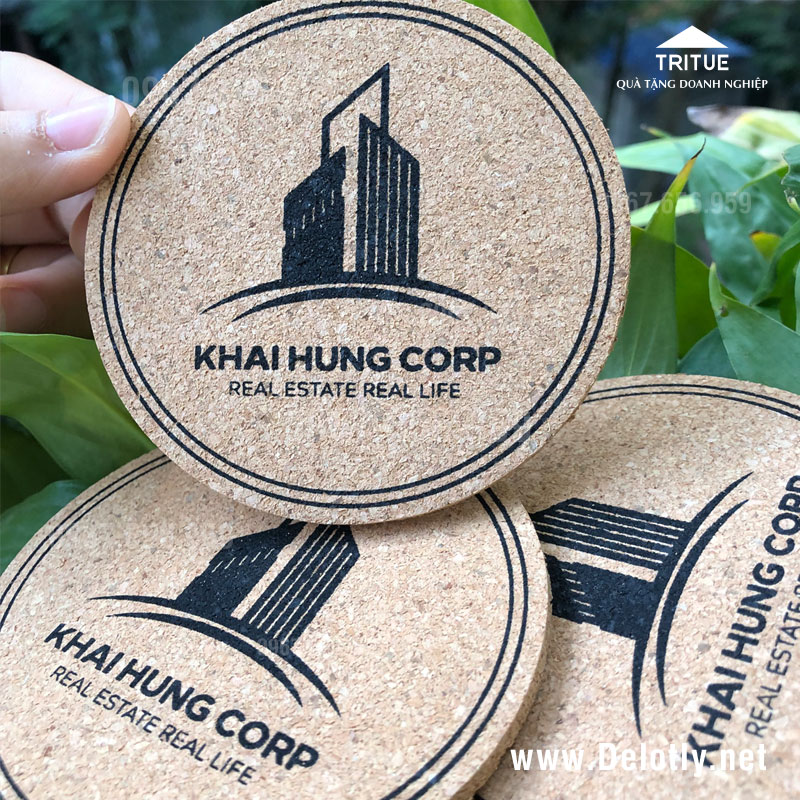 Đế lót cốc gỗ ép sản xuất theo yêu cầu của Khai Hung Corp